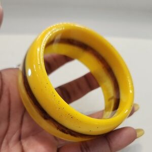 Yellow and Brown Resin Bangle Bracelet